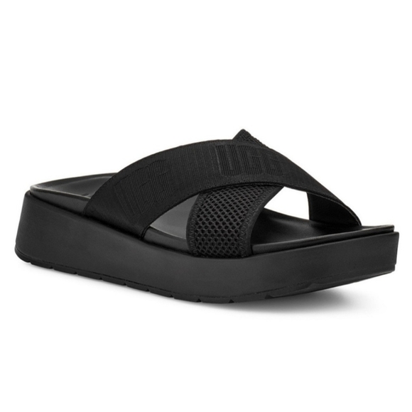 Ugg Emily Mesh Sandals Women's Size 8.5 Ugg Black Crisscross Comfort Slides - Picture 1 of 12